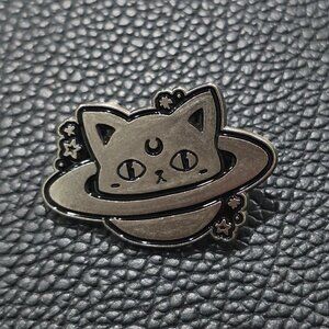 Killstar ✦ Cat Planet Enamel Pin ✦ Celestial Occult Cosmic Feline Graphic OS